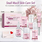 Christmas Gifts for Women,Skin Care Set,Anti-Aging Moisturizing Repair Soothing Snail Mucin Serum Facial Skin Care Routine Kit for Sensitive Dull Skin & Fine Lines,Skincare Gift Set Teenage Teen Girl