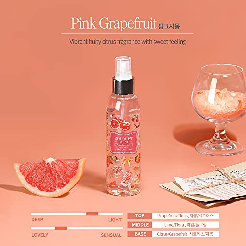 Bouquet Garni Hair & Body Mist Pink Grapefruit Fragrance - Long-lasting Moisture & Fragrance, Mist for Women, Low Irritation (Containing Vitamin E, Citrus Acid) - 4.9 oz