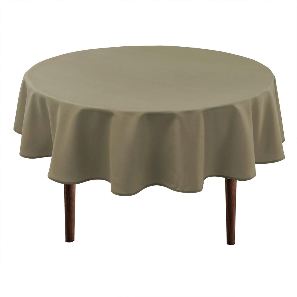 Hiasan Round Tablecloth 60 Inch - Waterproof Stain Resistant Spillproof Polyester Fabric Table Cloth for Dining Room Kitchen Party, Khaki