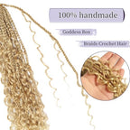 18 Inch Box Braids Crochet Hair Goddess Box Braids Crochet Hair 8 Packs Crochet Hair for Black Women Boho Crochet Braids Crochet Hair for Black Women Crochet Box Braids With Curly Ends（18 Inch,27/613）