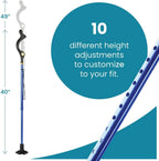 Medical king Walking Cane for Men and Walking Canes for Women Special Balancing - 10 Adjustable Heights - Self Standing Folding Cane, Portable Collapsible Cane, Comfortable (Blue)