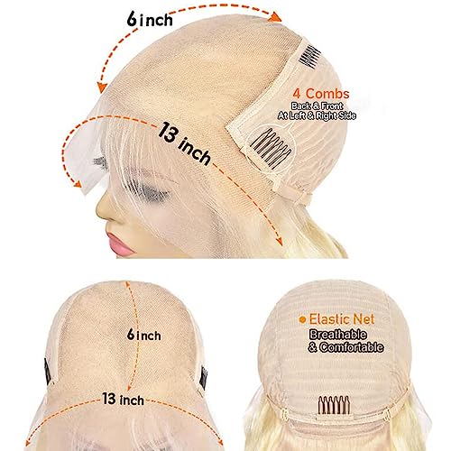 613 Lace Front Wig Human Hair 13x6 Transparent Lace, 613 Body Wave Lace Front Wig Human Hair, 200% Density Lace Front Wigs Human Hair Pre Plucked with Baby Hair Natural Hairline (26 Inch)