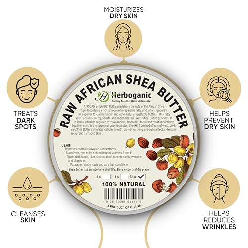 Pure African Shea Butter Raw Organic, White Ivory 100% Natural Unrefined | For Body & Hair Scalp Non GMO - 32 oz
