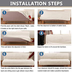 OQHAIR Armless Futon Cover Stretch Jacquard Sofa Slipcover Textured Small Checks Couch Cover Furniture Protector Machine Washable -Wine red-3Seater