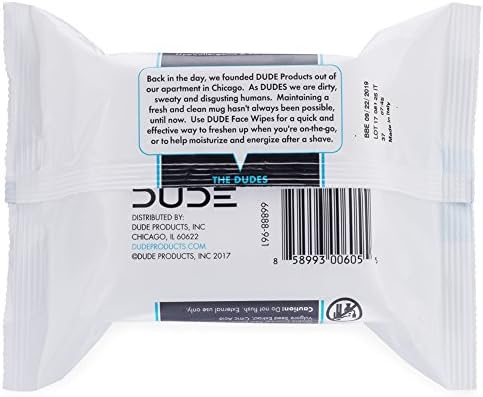 DUDE Wipes - 30 Unscented Face & Body Wipes with Sea Salt & Aloe - Alcohol Free Hypoallergenic Cleansing Wipes