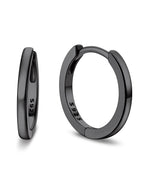Bandmax Mens Black Small Huggie Hoop Earrings 925 Sterling Silver 10mm Round Huggy Ear Hoops Aretes Negros para Hombre Silver Ears Jewelry Gift for Women Men
