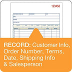 Adams Sales Order Book, 3-Part, Carbonless, White/Canary/Pink, 5-9/16" x 8-7/16", Bound Wraparound Cover, 50 Sets per Book, 5 Books, 250 Sets Total (TC5805)
