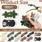 12 Pcs Flat Hair Clips for Women, Lay Flat Claw Clips Flower Hair Clips for Women French Concord Flat Hair Clips, 3 Styles Matte Hair Clips for Thin Thick Hair