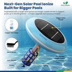 POOLSPARX Solar Pool Ionizer – Copper Pool Ionizer for Above Ground & Inground Pools up to 45,000 Gallons – Solar Powered Pool Ionizer System