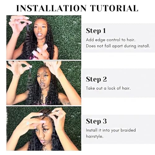 Human Braiding Hair for Boho Braids Natrual Black Deep Wave Bulk Boho Braids Human Hair for Boho Knotless Braids Curly Bohemian Boho Hair for Braiding 160g 2 Bundles No Weft (1B 24inch)