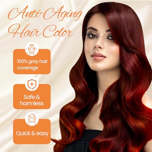 Hair Dye Shampoo 3-in-1 Champu Para Canas Mujer, Instant Dark Wine Red Herbal Hair Color Treated Shampoo, Burgundy Long Lasting Easy to Use for Women Men, 500ml