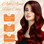 Hair Dye Shampoo 3-in-1 Champu Para Canas Mujer, Instant Dark Wine Red Herbal Hair Color Treated Shampoo, Burgundy Long Lasting Easy to Use for Women Men, 500ml