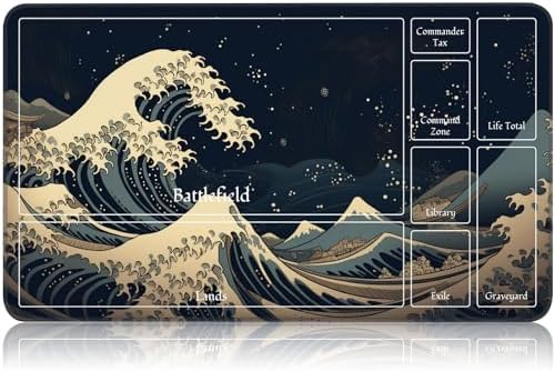 for MTG Game Playmat, for Magic TCG Rubber Play mat,Tabletop Card Playmats with Smooth Surface,Trading Card Inked Game Mat with New Zones,Battle Game,Retro Waves