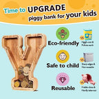 SummiDate Wooden Letter Piggy Bank| Piggy Bank for Boys Girls Toddler| Alphabet Y Money Bank| Coin Bank Birthday Gift for Kids|Birthday Gift for Kids (Y)