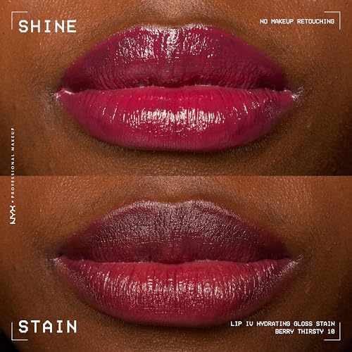 NYX PROFESSIONAL MAKEUP Lip IV Hydrating Glossy Lip Stain with 12HR Hydration - Berry Thirsty (Red)