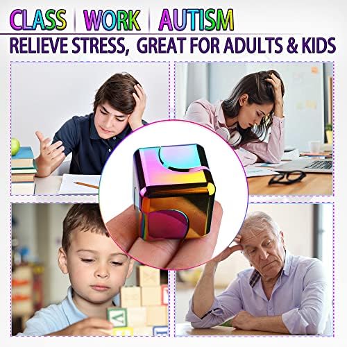 2pc Fidget Spinner Toys Cube Adults, Easter Basket Stuffers for Teens Metal EDC Cool Desk Gadgets Office Toys Small Anxiety Figette Sensory Toy, ADHD Tool Fingears Figet Stress Valentine Gift for Boy