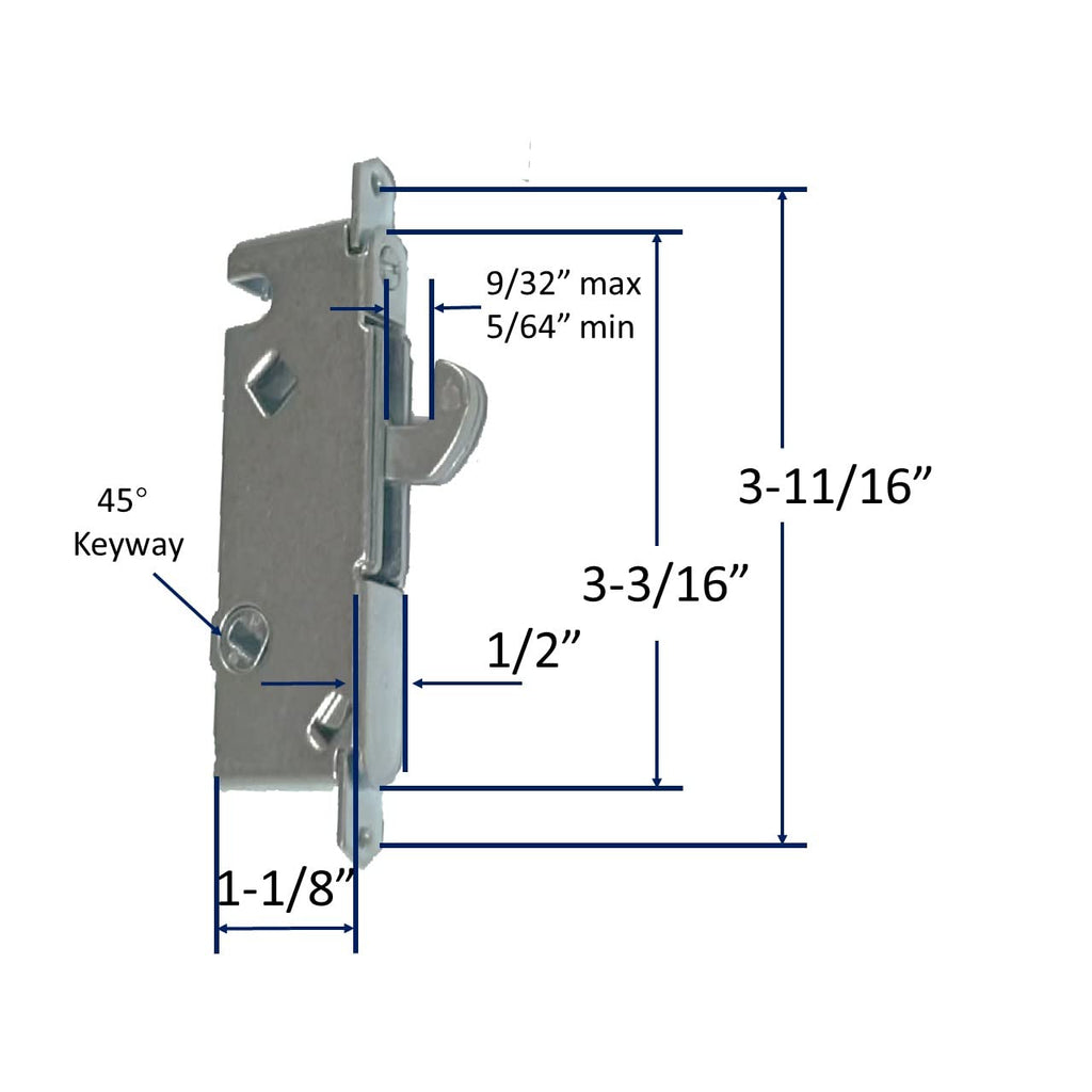 House Guard Sliding Patio Door Handle Set with Mortise Lock, 3-15/16" Screw Hole Spacing, Fits 1-1/4" to 2-1/4" Doors, Reversible Black Aluminum