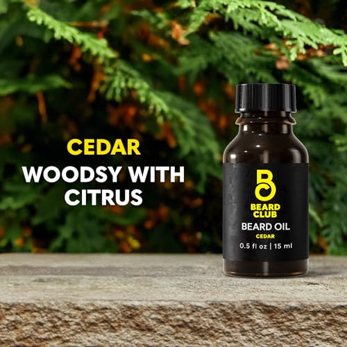 Beard Club Premium Cedar Beard Oil for Men - Natural Castor & Almond Oils - Beard & Mustache Conditioner - Hydrates, Moisturizes, Softens & Soothes Skin - Strengthens Follicles (2PK)