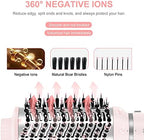 IG INGLAM 4 in 1 Blowout Hair Dryer Brush Set - Negative Ion Detachable Hair Dryer, Volumizer Styler with 2 Brush Heads, Pink