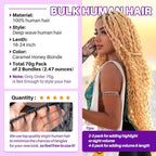 Human Braiding Hair for Boho Braids, Deep Wave Bulk Boho Braids Human Hair for Knotless Curly Bohemian Water Wave Braiding 70g 16 Inch Caramel Blonde (2 No Weft Bundles/Pack)