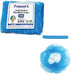 ProtectX 100-Pack Blue Disposable Hair Nets, Elastic Head Cover, Bouffant Caps, Sanitation Head Cover for Food Service, Spa Men & Women - 21 inch