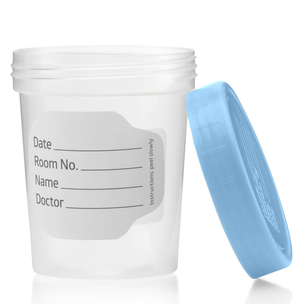 Sterile Specimen Cups with Lids 4oz Clear Urine Collection Cup with Leak Proof Screw On Covers - Individually Bagged 3 inch Specimens Jars – for Safe Pee, Stool, Semen Sample Testing (600)