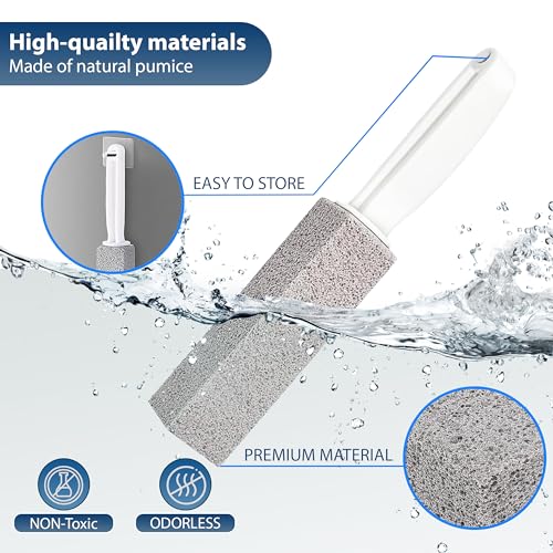 Amazon Brand | 6 Pack Ring King Pumice Stone Toilet Bowl Cleaner with Handle | Effectively Removes Stubborn Limescale from Tile, Shower Door and Bathtubs. Best Calcium, Lime, and Rust Remover.