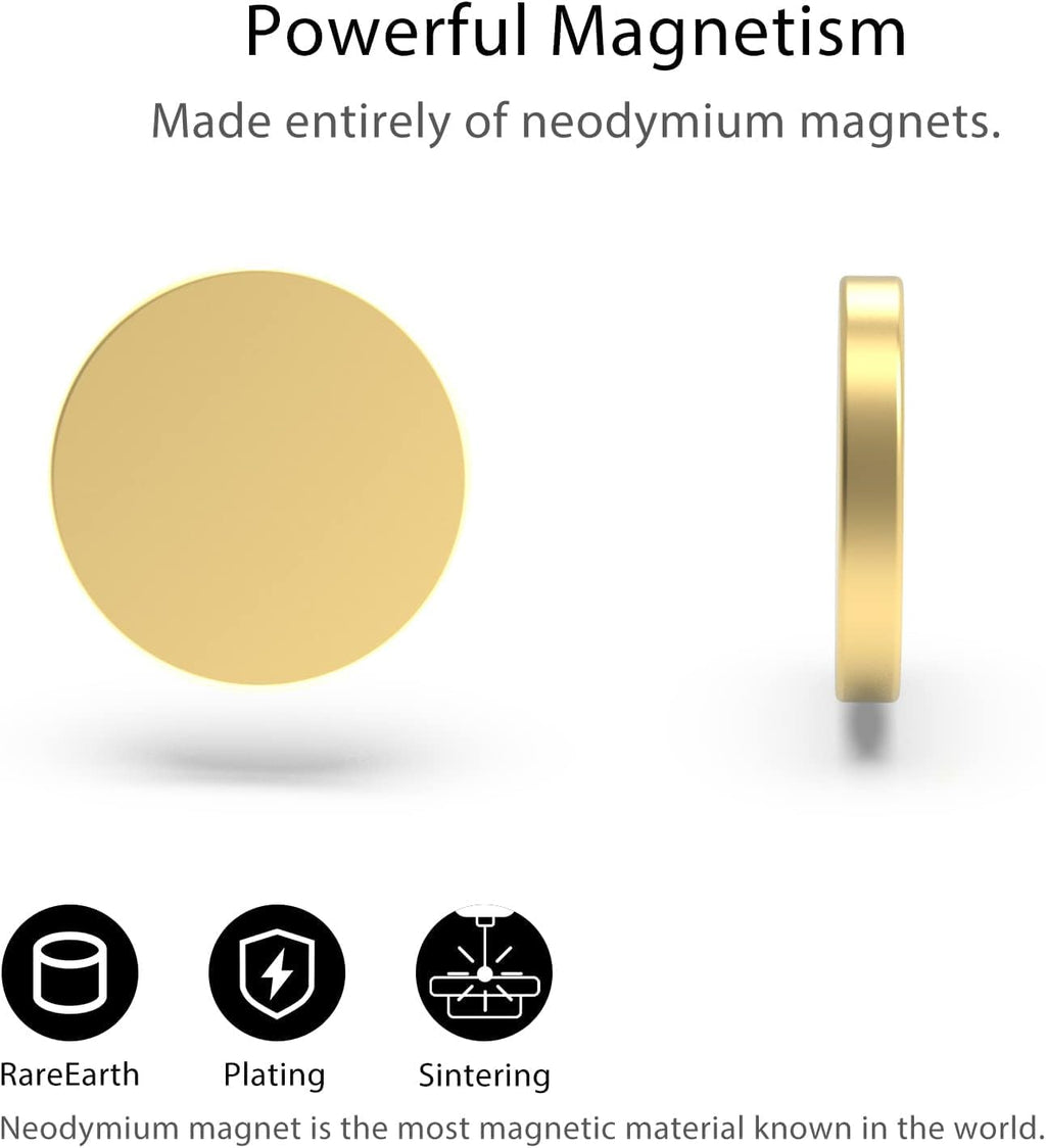 THCMagorilla Strong Neodymium Rare Earth Magnets for Crafts, Heavy Duty Round Small Magnets, 0.63 x 0.12 Inch, 20 PCS, Gold