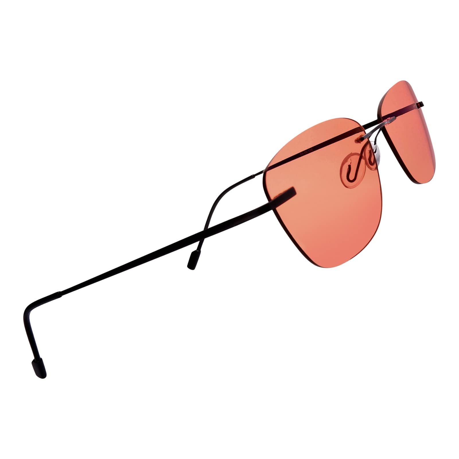 BRADDELL OPTICS FL-41 Rose Tinted Migraine Light Sensitivity Rimless Glasses for Fluorescent LED Glare, Photophobia and Eye Strain (Medium Large)