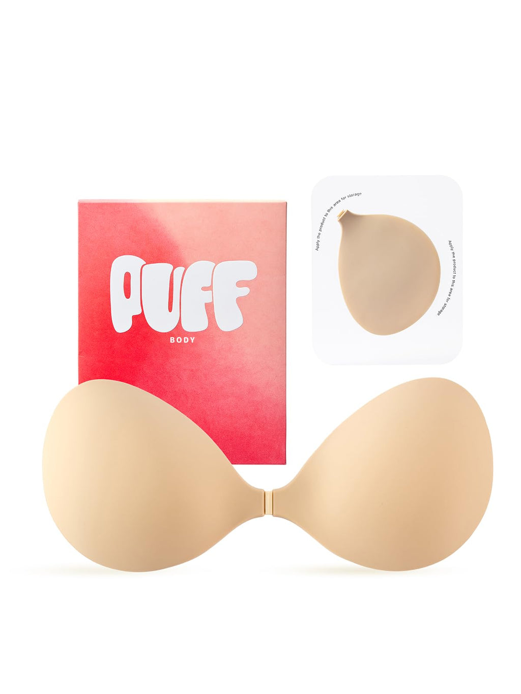 PUFF BODY Sticky Bra for Women, Adhesive Bra Push-Up (A Cup, Beige)