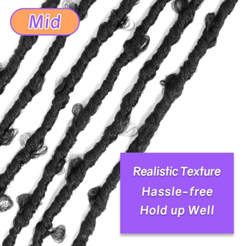 Crochet Butterfly Locs with Curly Ends 36 Inch, Boho Distressed Butterfly Locs Crochet Hair, Black Bohemian Goddess Faux Butterfly Braids with Curly Ends (6 Packs, 1#)