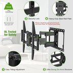 USX Mount Full Motion TV Wall Mount for Most 42-86 inch Flat Screen/LED/4K, TV Mount Bracket Dual Swivel Articulating Tilt 6 Arms, Fits 8” 12” 16" Wood Studs,Max VESA 600x400mm, Holds up to 132lbs