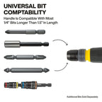 Klein Tools 32960A Fastbit Tru-Grip Screwdriver, Ball-Style Handle with Quick-Release Collar, #2 Phillips and 6 mm Slotted Double-Ended Bit, 1/4-Inch Bit Compatible