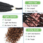 Goddess Box Braids Crochet Hair 8 Packs Pre-looped Boho Box Braiding Hair With Curly Ends Synthetic Braiding Hair Extensions for Women (1B/33/30, 18inch)