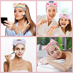 WILLBOND 24 Pack Spa Headband Bow Hairband Facial Makeup Women Face Wash Adjustable Skincare Headbands Flannel Towel Soft Head Wraps for Women Shower Washing Face(Stylish Pattern)