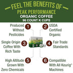Peak Performance Organic Coffee Pods. Low Acid K-CUP Keurig Compatible High Altitude USDA Organic Coffee. Fair Trade Beans Medium Roast Single Serve 96 Count Recyclable Cups For High Performers