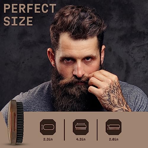 Striking Viking Boars Hair Beard Brush for Men - 4.2" Ergonomic Design with Naturally Derived Beach Wood - For Men's Beard & Mustache Care