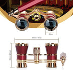 Aomekie Opera Glasses Binoculars 3X25 Theater Glasses Mini Binocular Compact with Handle for Adults Women in Musical Concert（Red）