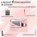 DIY Eyelash Extension Kit, Crislashes Cluster Lashes Kit with 168 PCS 8-16mm Mixed, Thin Band, Lash Bond and Seal, Applicator, Reusable Home Use (KIT 02)