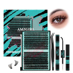 Lash Clusters Kit 320Pcs 60D 80D DIY Individual Lashes Extension Kit Lash Bond And Seal Lash Remover For Eyelashes Extensions Lash Applicator Tool For False Eyelash Cluster Kit At Home(D-Mix10-16mm)