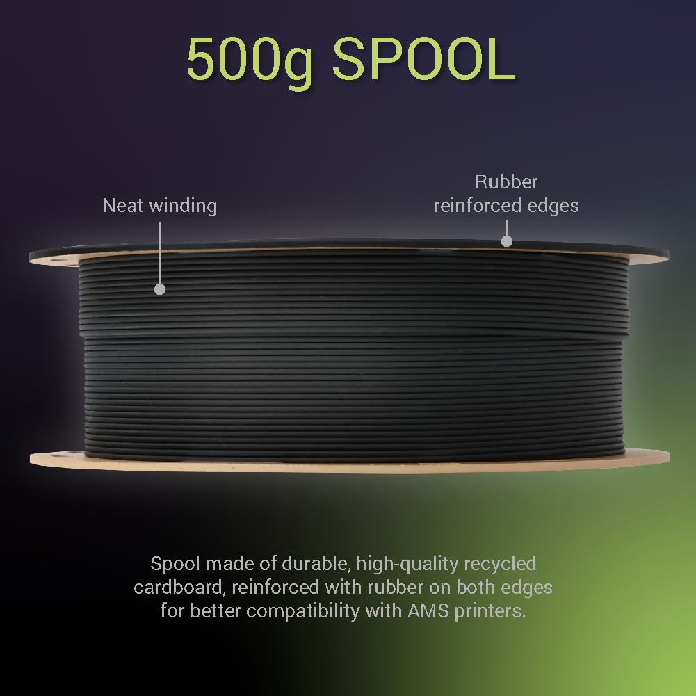 Polymaker Fiberon PET-CF17 3D Printing Filament Black 1.75mm 0.5kg, Excellent Stable Stiffness - Fiberon Carbon Fiber Reinforced PET 3D Printer Filament, Ideal for Jigs and Fixtures