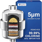 Wheelton Shower Filter - Upgraded Compressed Carbon Shower Head Filter for Hard Water, Remove Chlorine Fluoride, Heavy Metals, Chemicals to Revitalize Dry Itchy Skin Vitamin C Shower Water Filter