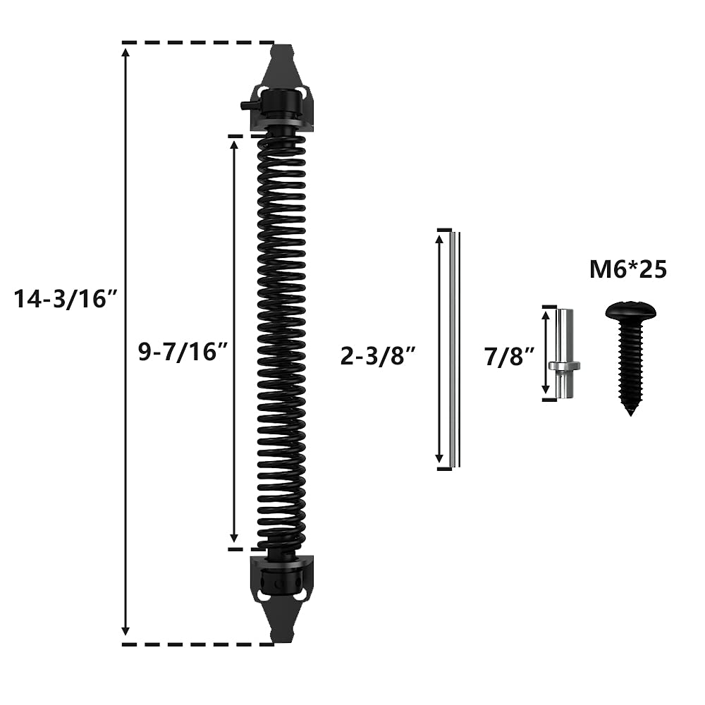 skysen 4 Pack 14" Fence gate Spring self Closing and Adjustable for Wooden or Vinyl Fence,Carbon Steel,Black(gate spring-14"-4)