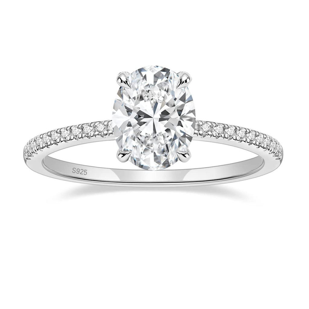 EAMTI 925 Sterling Silver Engagement Rings for Women Oval Cut Size 7