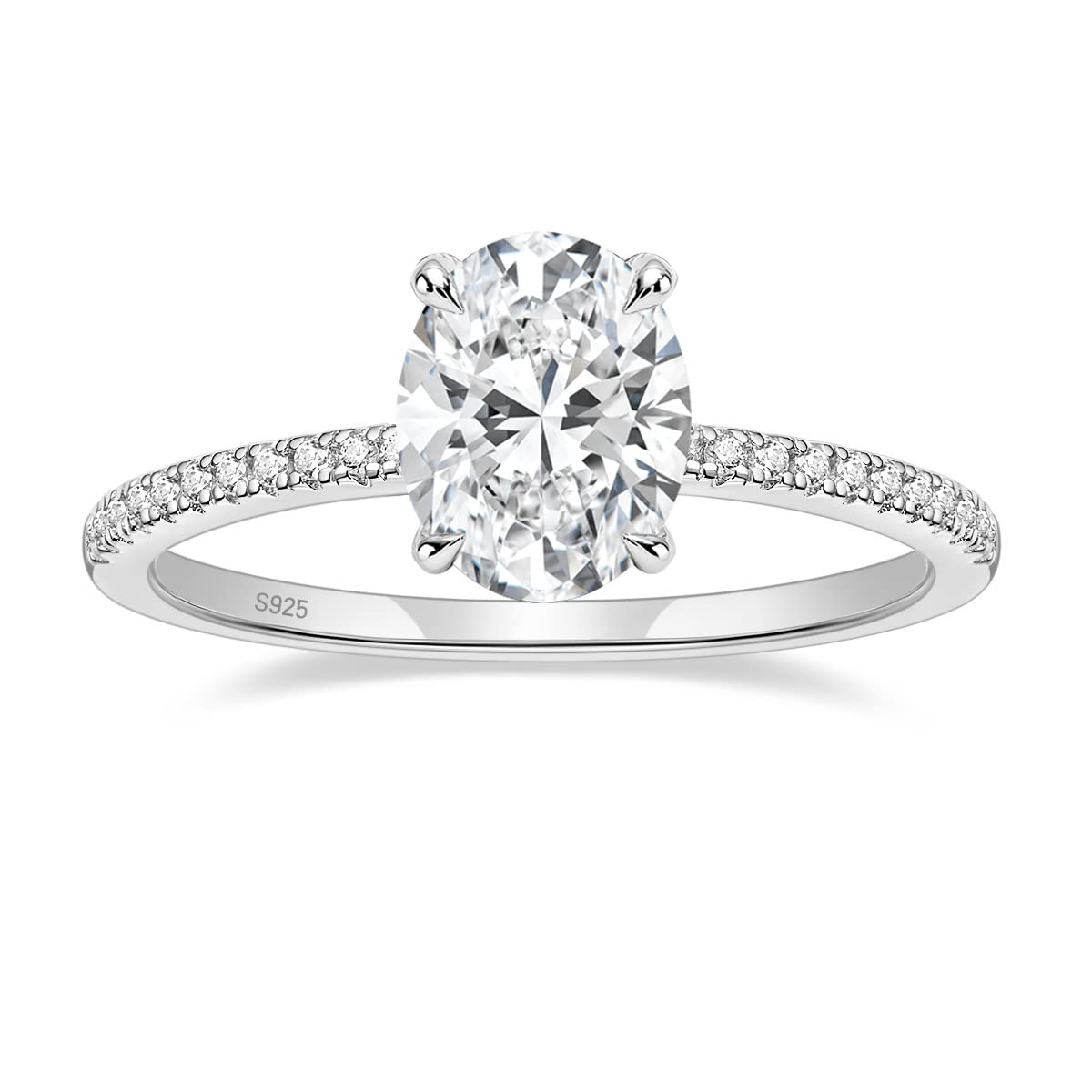 EAMTI 925 Sterling Silver Engagement Rings for Women Oval Cut Size 7
