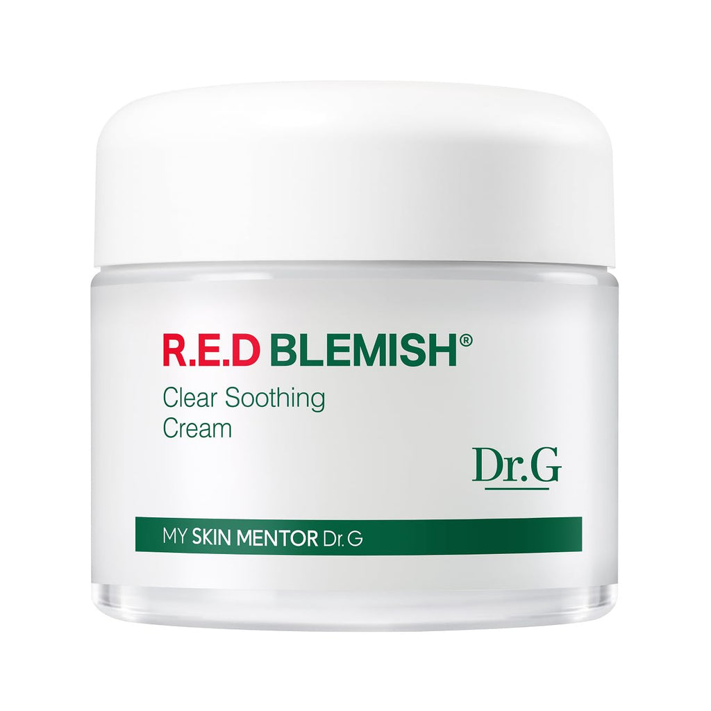 Dr. G R.E.D. Blemish Clear Soothing Cream - Calming Korean Moisturizer for Redness - Soothes Acne & Irritation - With Centella Asiatica - Long-Lasting Hydration - 2.36 fl oz