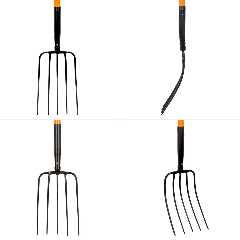 VNIMTI Pitch Fork for Gardening, 5 Tine Pitchfork Heavy Duty with Fiberglass Handle, 58 Inches