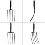VNIMTI Pitch Fork for Gardening, 5 Tine Pitchfork Heavy Duty with Fiberglass Handle, 58 Inches