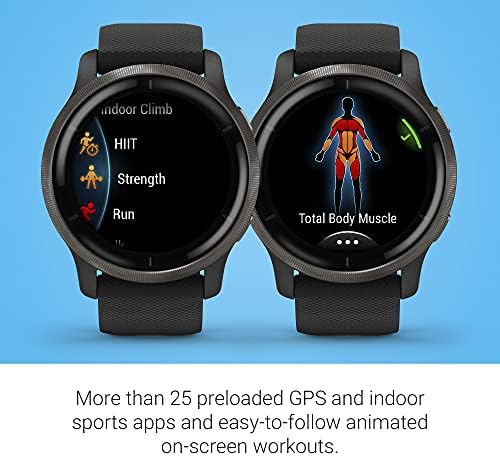 Garmin Venu 2, GPS Smartwatch with Advanced Health Monitoring and Fitness Features, Slate Bezel with Black Case and Silicone Band , 27.9 mm (Renewed)