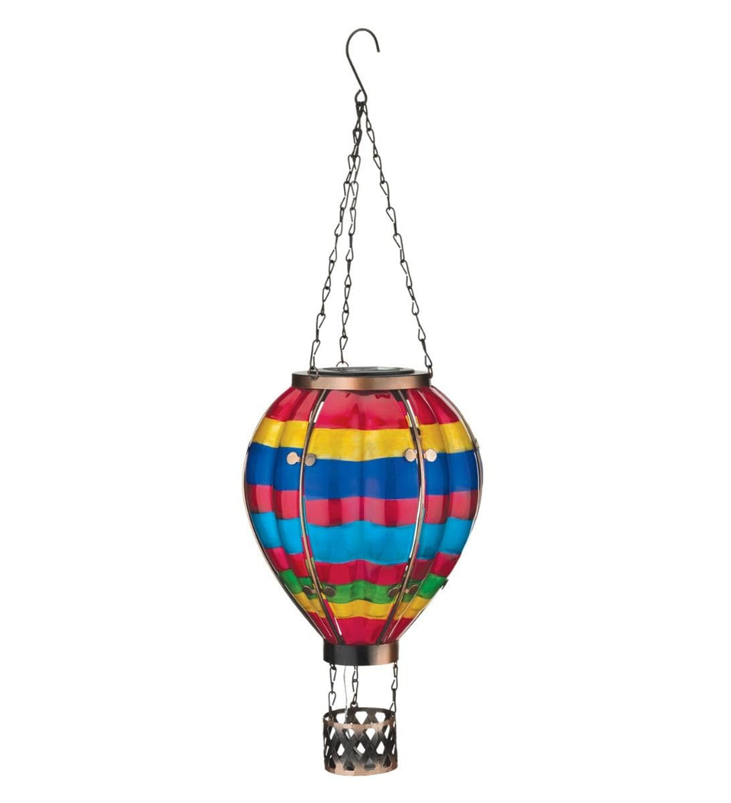 Regal Art & Gift Hot Air Balloon Solar Lantern – Hanging Solar-Powered LED Lights, Waterproof Portable Decorative Outdoor Lamp Made of Metal & Glass for Garden, Patios & Pathway – Multi Stripe(Large)